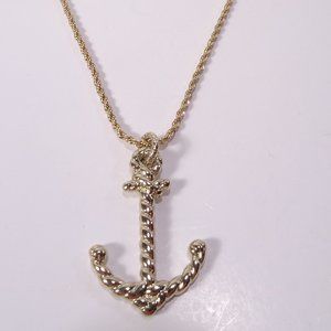 Banana Republic Roots of BR Gold Ribbon Rope Anchor Pendant Necklace NWT 88